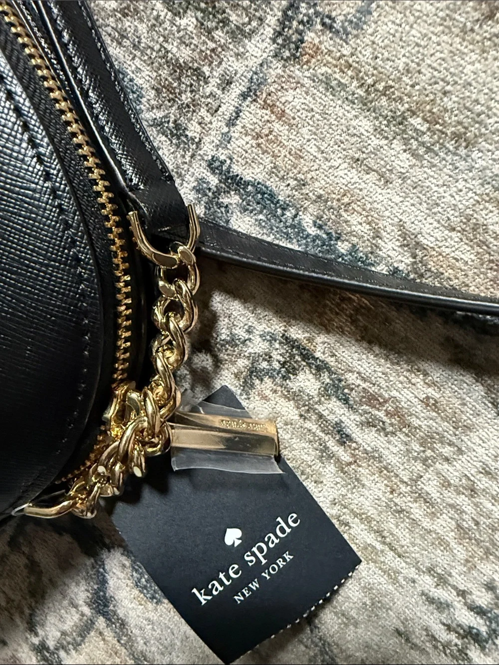 kate spade Black Leather Dome Crossbody with Gold Hardware